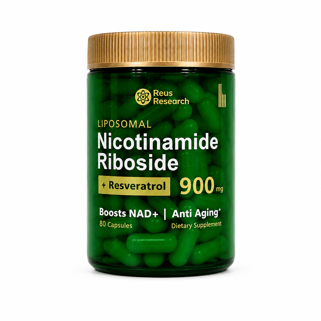NAD+ Resveratrol Reus Research 900 mg | 80 Cápsulas